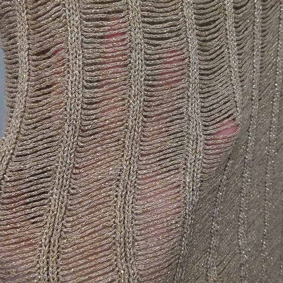 NWT GOLD METALLIC THREAD KINIT SWEATER AND SKIRT SET - Picture 12 of 17